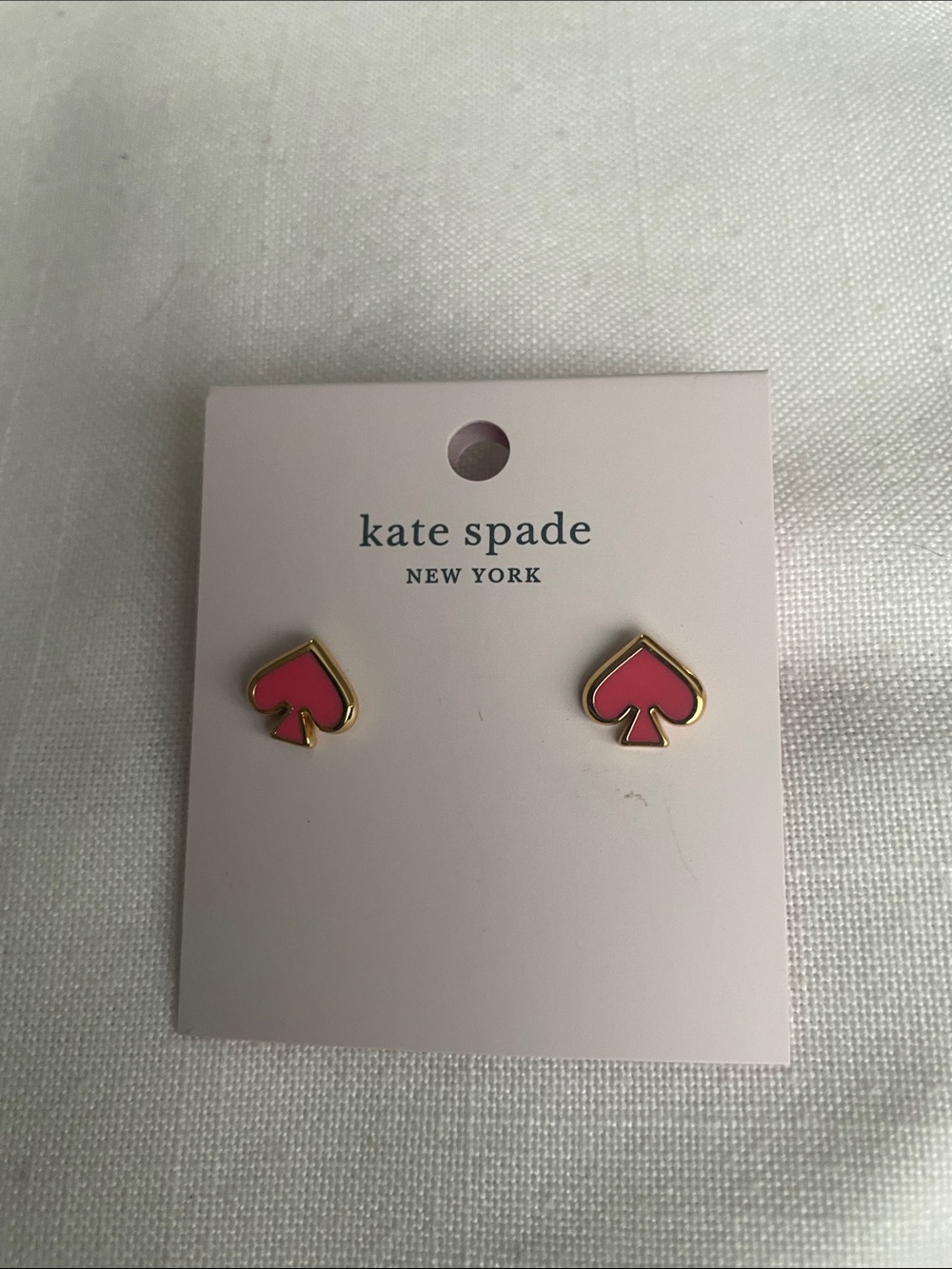 kate spade Pink Spade Icon Stud Earrings with Gold Trim NWT
